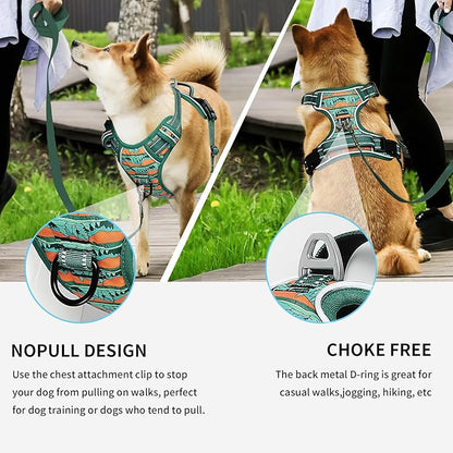 Timos No Pull Dog Harness,No Choke Front Clip Dog Reflective Harness,Adjustable Soft Padded Pet Vest with Easy Control Handle for Medium Dogs,Wilderness,M