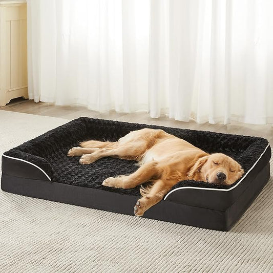 WNPETHOME Dog Bed for Extra Large Dogs, Washable Dog Bed with Waterproof Lining & Non-Skid Bottom, Orthopedic Egg Foam Couch for Pet Sleeping, Pet Bed
