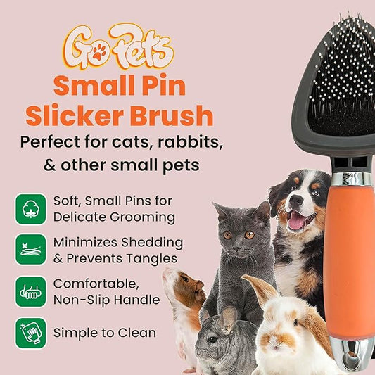 GoPets Small Pin Slicker Brush, Soft Dematting & Grooming Brush for Short & Long-Haired Dogs, Detangler & Shedding, Professional Grooming, Perfect for Small & Large Dogs, Cats & Rabbits