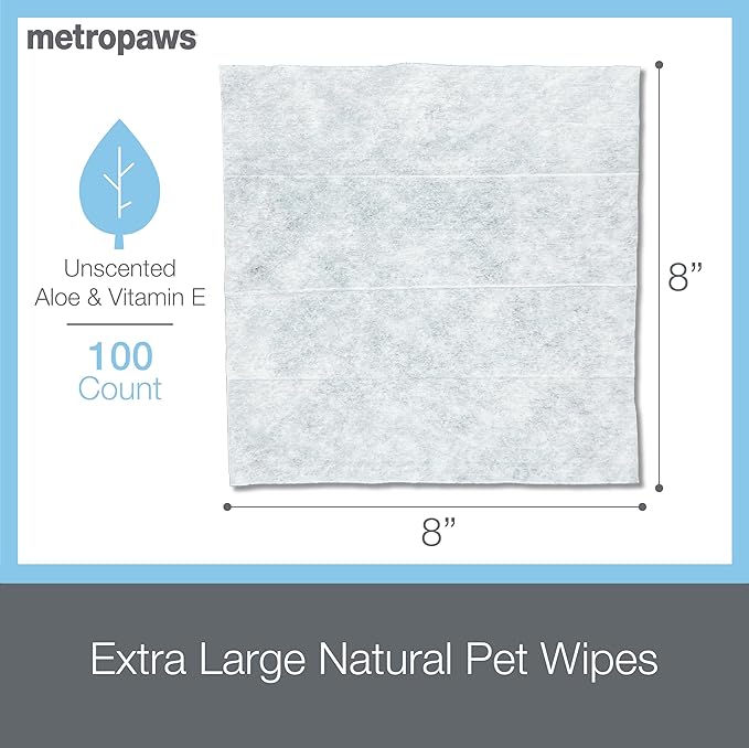 MetroPaws Unscented Dog Wipes, 100 Extra Large, Thick Cleaning Wipes & The Dog Waste Bag Dispenser & Holder, Bag Holder With 20 Bags for Leash - Navy