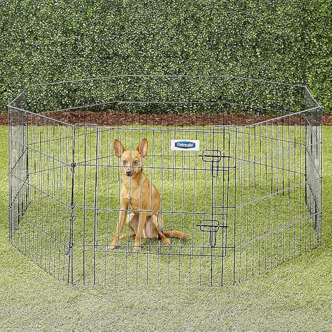 Petmate Exercise Pen W/Door Snap-Hook Design Included Ground Stakes 5 Different Heights