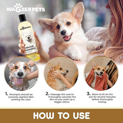 Deshedding Dog Shampoo | Infused with Coconut Oil for Dogs and Omega 3 and 6 Fatty Acids for Sensitive Itchy Skin and Shedding Control | Neutralizes Odor and Nourishes Coat | 16 oz