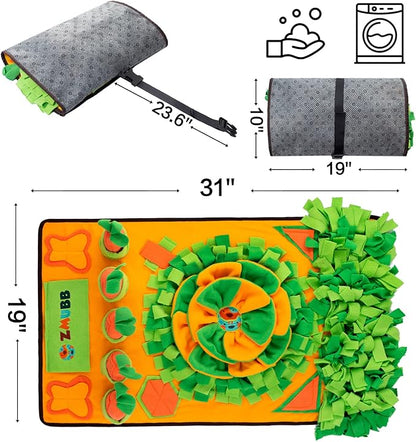 Pet Snuffle Mat for Dogs Sniff Mat Nosework Feeding Mat Slow Feeder Interactive Dog Puzzle Toys for Training and Stress Relief Encourages Natural Foraging Skills (31''x19'')