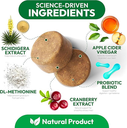 Dog Urine Neutralizer for Lawn - 170 Green Lawn Chews for Dogs - Pee Grass Burn Spot Saver Caused by Dog Urine with Probiotics & Digestive Enzymes - Advanced Gut Health Supplement, Rocks