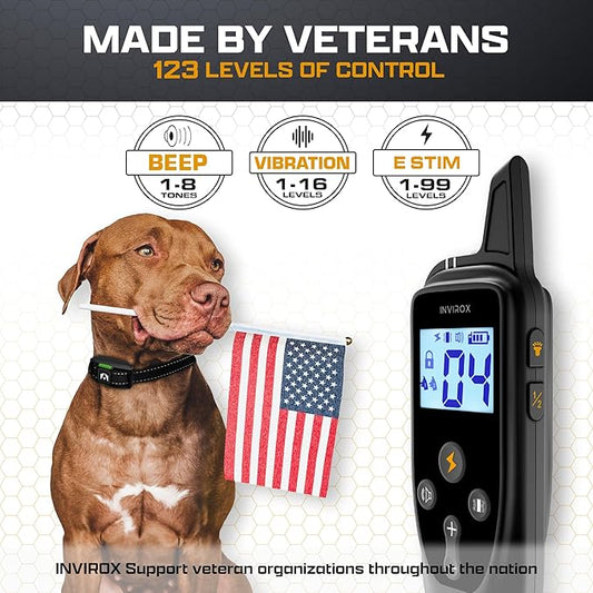 INVIROX Dog Training Collar [2025 Edition] 123 Levels Dog Training Collar with Remote 1100yd Range E Collar for Dogs Training 100% Waterproof Rechargeable E Collar with Remote
