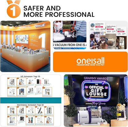 oneisall Dog Grooming Vacuum, Pet Grooming Vacuum with Clipper Nail Grinder, 1.5L Dust Cup Dog deshedding Vacuum Brush with 7 Pet Grooming Tools for Shedding Pet Hair, Home Cleaning