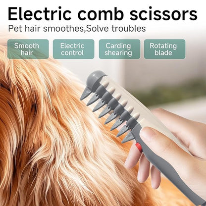 Mata-Ways Lifweb E-Comb e Comb for Dogs Cats，Glosrity 2025 2 In 1 Electric Pet Dog Hair Trimmer (1 PCS)