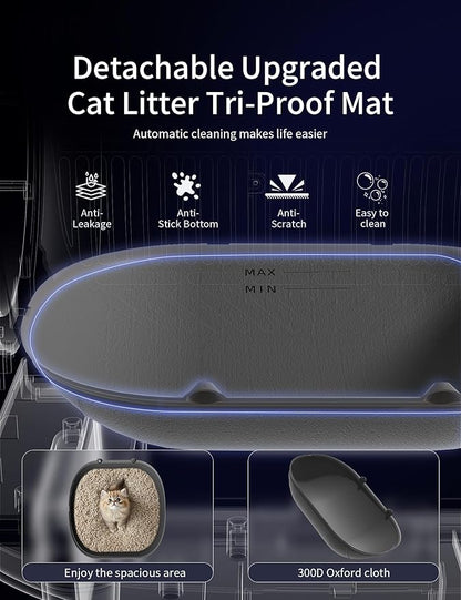 Automatic Cat Litter Box Self Cleaning with 10 Safety Radars,100L Smart Litter Box Used for 14 Days,Electric Litter Boxes with Stairs for Multiple Cats,APP-Control,Advanced Odor Control (White)