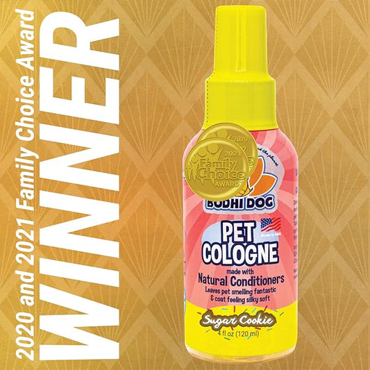 Bodhi Dog Natural Dog Cologne (Sugar Cookie) - Premium Scented Deodorizing Pet Perfume with Conditioner for Dogs & Cats - Keeps Pets Fresh & Clean - Gentle and Safe Formula, Made in USA (4 Fl Oz)