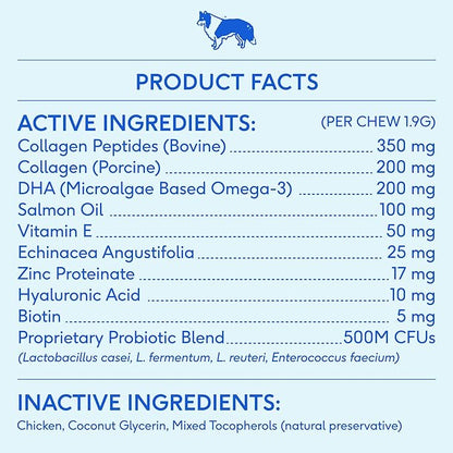 Native Pet Omega Skin and Coat Chews for Dogs - Dog Skin and Coat Supplement for Healthy, Shiny Fur, Reduce Shedding and Dry Spots - Made with Omega 3 Fish Oil and Wild-Caught Salmon Oil - 120 Chews