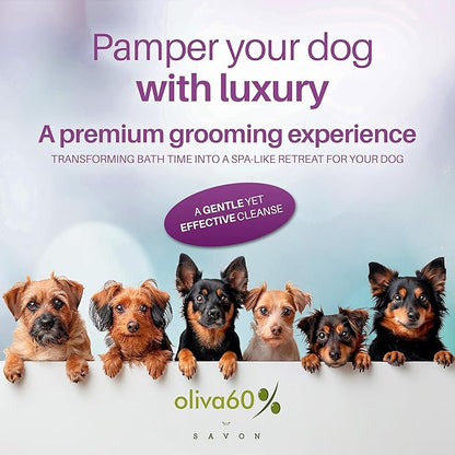 Natural Dog Shampoo Bar with Colloidal Oatmeal, Lavender, and Vanilla | Eco-Friendly, Long-Lasting Dog Bath | Sensitive Skin | Sulfate-Free, Nourishing Oils for Shiny Coat | Dog Essentials | Oliva 60