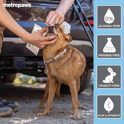 MetroPaws Unscented Dog Wipes, 25 Extra Large, Thick Cleaning Wipes & The Dog Waste Bag Dispenser & Holder, Bag Holder With 20 Bags for Leash - Lime