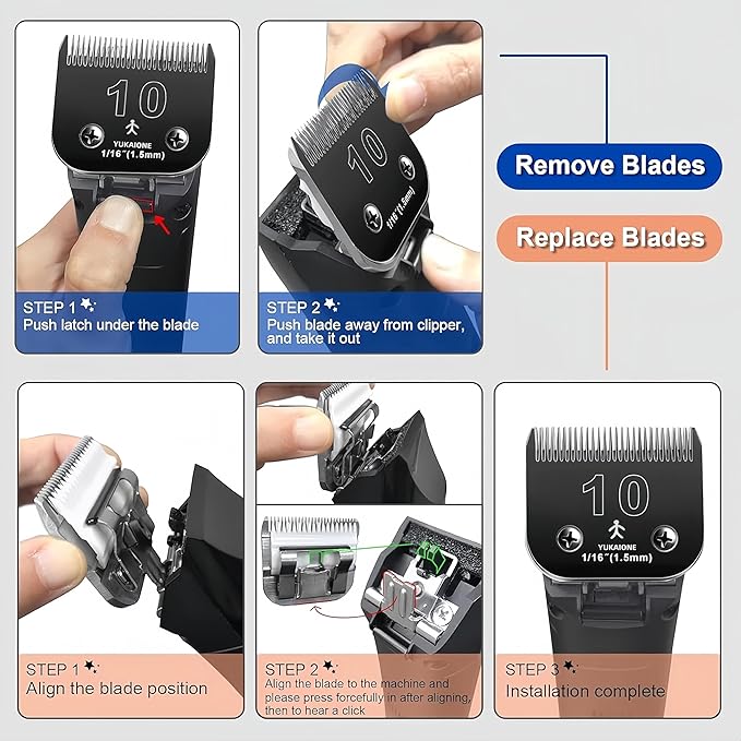 7F Dog Clipper Blade: Titanium Coated SK2 Steel, Universal Fit for Andis, Oster A5, Wahl KM - 1/8" Cut for Dogs & Cats