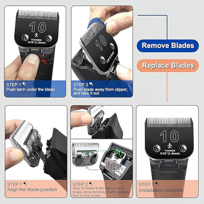 7F Dog Clipper Blade: Titanium Coated SK2 Steel, Universal Fit for Andis, Oster A5, Wahl KM - 1/8" Cut for Dogs & Cats