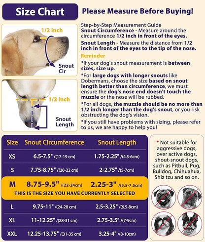 LUCKYPAW Dog Muzzle, Mesh Muzzle for Large Medium Small Dogs with Front Opening Design, Dog Mouth Cover to Prevent Biting, Licking, Chewing, Scavenging, Breathable Pet Muzzle Allows Drinking(Black,M)