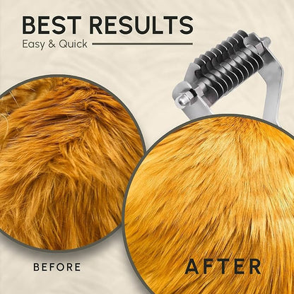 Flamia & Jabz Undercoat Rake for Dogs & Cats, Dematting Grooming Stripper Tool (10 Blades)