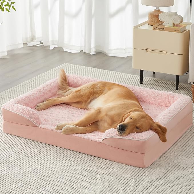 WNPETHOME Dog Bed for Extra Large Dogs, Washable Dog Bed with Waterproof Lining & Non-Skid Bottom, Orthopedic Egg Foam Couch for Pet Sleeping, Pet Bed