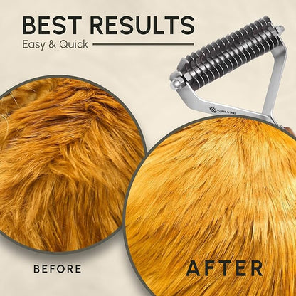 Flamia & Jabz Undercoat Rake for Dogs & Cats, Dematting Grooming Stripper Tool (18 Blades)