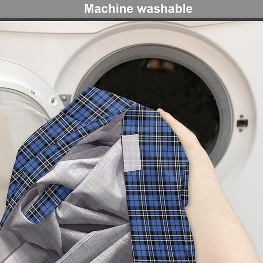 Lunarable Plaid Dog Crate Cover, Classical Old Fashioned Abstract Pattern Design Scottish Country Style, Easy to Use Pet Kennel Cover for Medium Large Dogs, 48 Inch, Violet Blue Black White