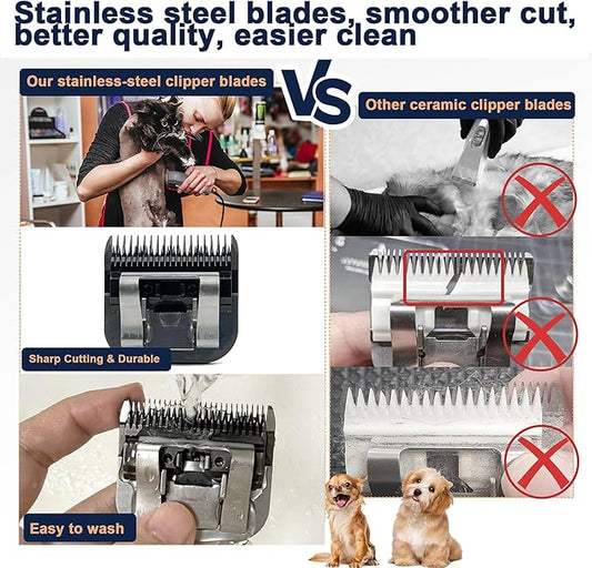 Detachable Steel Pet Dog Clipper Blades, Size-7FC, Compatible with Andis Cut Length 1/8"