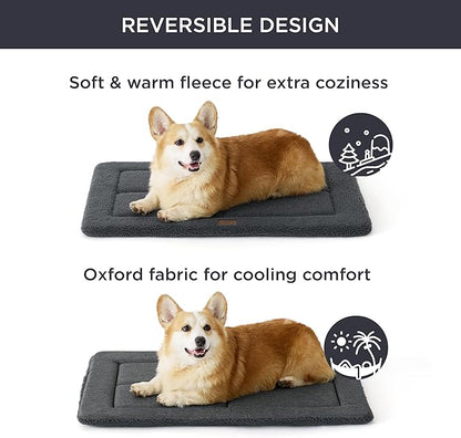 Bedsure Washable Dog Bed for Large Dog, Reversible Foam Floor Dog Mat, Lightweight Travel Flat Pet Beds for Indoor & Outdoor Dogs (44" x 32", Dark Grey)