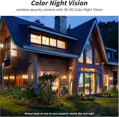Security Cameras Wireless Outdoor, 2K Battery Powered WiFi Camera with AI Motion Detection, Spotlight Siren Alarm, Color Night Vision, 2-Way Audio, Waterproof Home Surveillance, Cloud/SD Storage