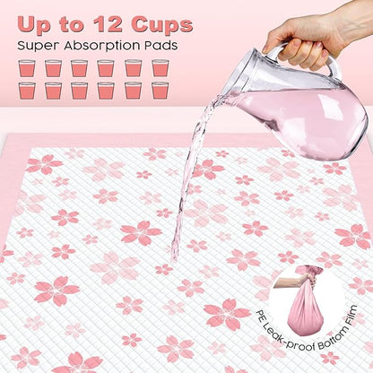 MIZOK 36x36 Puppy Pads Pink, Dog Pee Pads Leak-Proof with Quick-Dry Surface, Dog Pads Extra Large with Cherry Blossom Prints, Pee Pads for Dogs Super Absorbent (30 Count)
