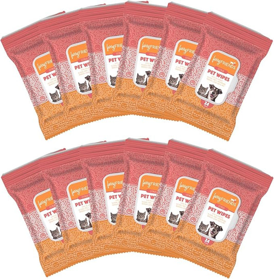 FurryFriends Pet Wipes | Citrus Scented | Hypo-allergenic | Alcohol Free| Deodorizing | Removes Loose Hair & Dirt | Incredibly Clean | 12 Pack