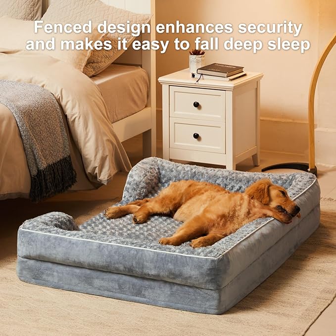 WNPETHOME Orthopedic Dog Bed for Extra Large Dogs - XL Waterproof Dog Bed, Bolster Dog Sofa Be Waterproof Dog Couch for Pet Sleeping, Pet Bed for Large Dogs