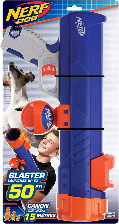 Nerf Dog Tennis Ball Blaster Dog Toy Blue/Orange, 16 Inch Compact Blaster with 1 Ball