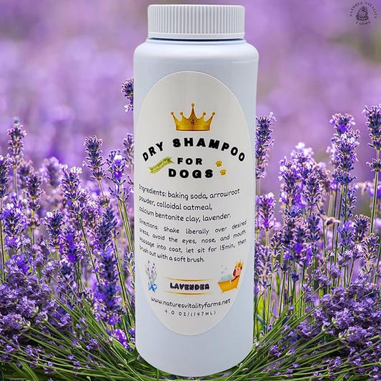 U.S.A. Dry Dog Shampoo - Natural Deodorizing Powder - Itchy Sensitive Skin Allergies - Stinky Odors - Waterless for Cats (Lavender)