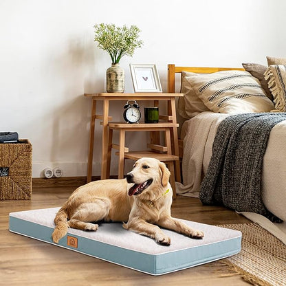 Dog Bed Covers Soft Plush Replacement Washable, Large Waterproof Dog Bed Cover with Zipper, Pet Bed Cover 36x27x3 Inches, Blue, Cover Only