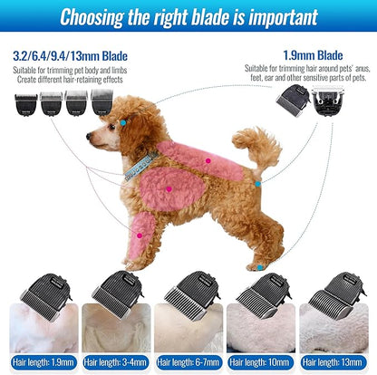 FENICE PEAK 3FC Low Noise Pet Dog Grooming Clippers Replacement Blade Ceramic Edge Detachable Steel Pet Clipper Blade with Cutting Length of 13mm 1/2'' (1 Count)