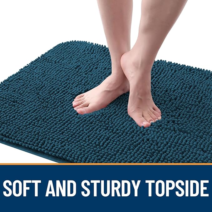 OLANLY Dog Door Mat for Muddy Paws 40x32, Absorbs Moisture and Dirt, Absorbent Non-Slip Washable Mat, Quick Dry Chenille, Mud Mat for Dogs, Entry Indoor Door Mat for Inside Floor, Atlantic Blue