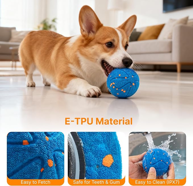 Interactive Dog Ball Toys Electric Automatic Moving Dog Toys to Keep Them Busy Rechargeable Smart Rolling Squeaky Ball for Large