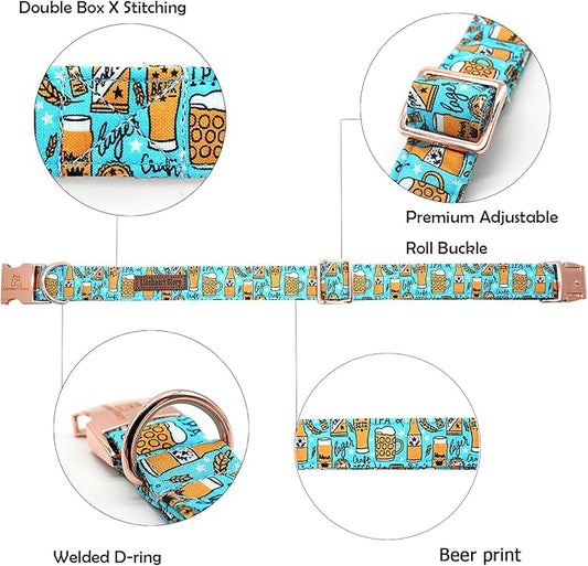Lionheart glory Dog Collar Blue Dog Collar Summer Dog Collar Party Collar Dog Boy or Girl Soft Durable Adjustable Dog Collars for Medium Dogs