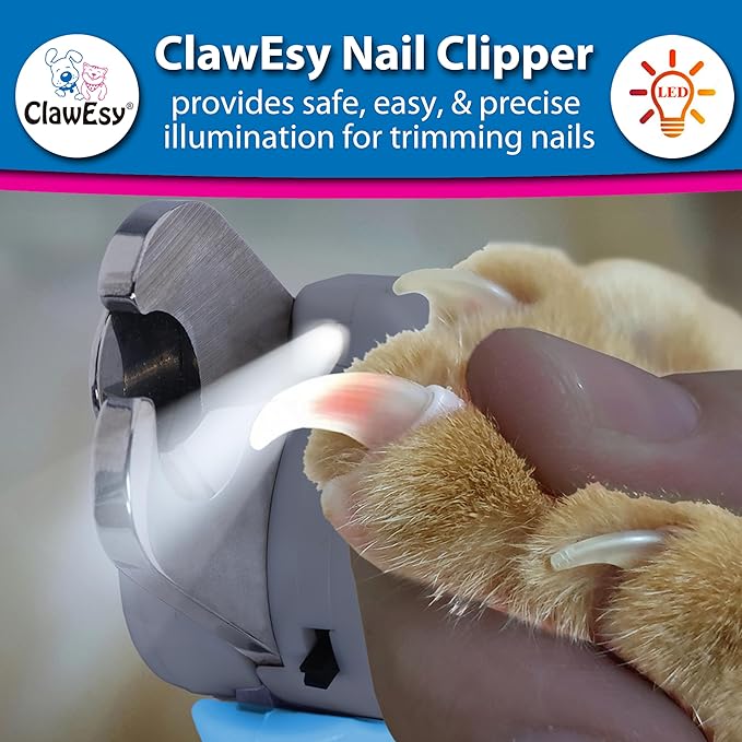 Dog Nail Clipper with Ultra Bright LED Light for Bloodline, Stainless Steel Pet Nail Trimmer with Safety Guard, Ergonomic Handle, Free Nail File for Smooth, Easy Grooming. Dogs and Cats(Pink)