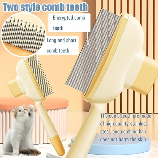 Flea Comb for Dogs and Cats with Release Button Fine Tooth Dog Comb for Grooming Massaging and Cleaning Remove Fleas Eggs Pet Hair Removal for Short and Long Hair 2 Pack