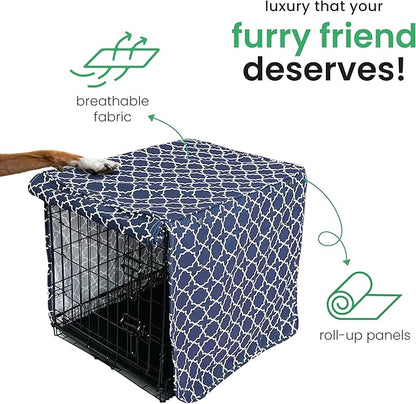 Molly Mutt Romeo & Juliet Dog Crate Cover, 100% Cotton Canvas Cover with 2 Roll-Up Panels, Ideal for Dog or Cat Crate, Durable, Washable, and Free of Harmful Chemicals, 24" x 18" x 21"