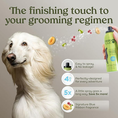 Pawfume Dog Gift Basket, 6-Piece Box – Give Your Pup a Spa-Quality Coat & Odor-Free Freshness – Probiotic Deodorizer Spray, Hypoallergenic Grooming Mist & Premium Brush – Dog Gift Boxes for All Breeds