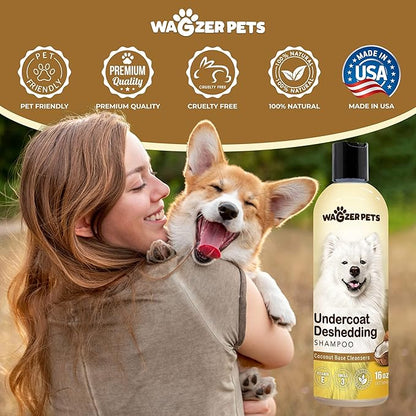 Deshedding Dog Shampoo | Infused with Coconut Oil for Dogs and Omega 3 and 6 Fatty Acids for Sensitive Itchy Skin and Shedding Control | Neutralizes Odor and Nourishes Coat | 16 oz