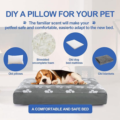 BALAPET Dog Bed Covers,Waterproof Dog Bed Cover Pet Bed Cover with Lovely Dog Paw Print and Double-Sided Usable Design Replacement Machine Washable Pet Hair Easy to Remove,Cover Only(Gray,40*30*4in)