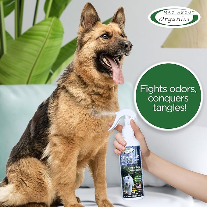 Detangler Spray - Woodland Adventure - Deodorizing Spray for Dogs and Horses, Leave-in Conditioner, Gently Releases Tangles, Softens Coats, Freshens Scent | Made in The USA | 8 oz