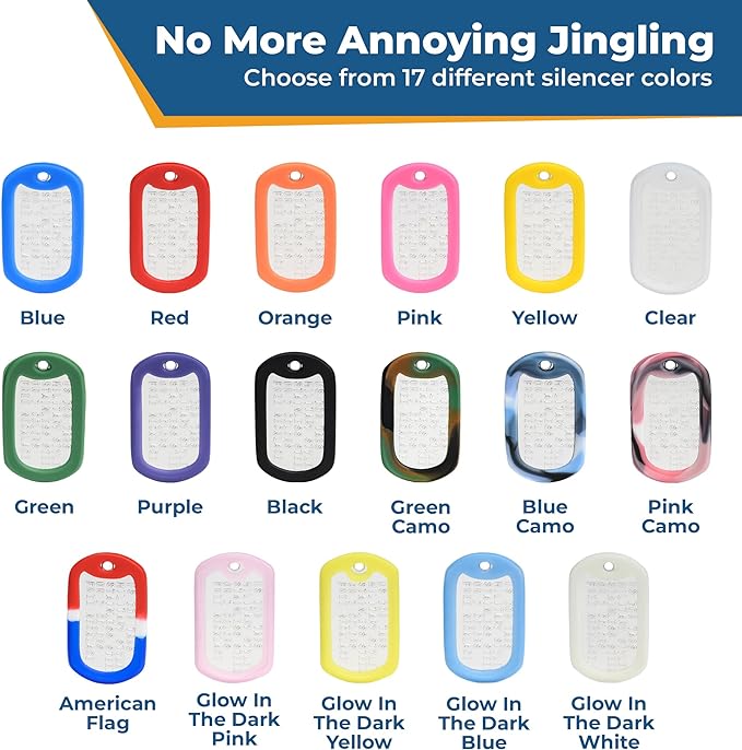 GoTags Pet ID Custom US Military Dog Tag Personalized ID Set. Complete with Chains and Silencers