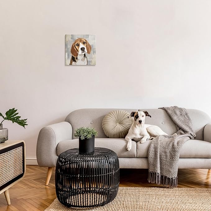 Stupell Industries Dog Beagle Patiently Waiting Abstract Backdrop Pet Collage, Design by Keri Rodgers