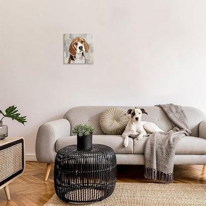 Stupell Industries Dog Beagle Patiently Waiting Abstract Backdrop Pet Collage, Design by Keri Rodgers