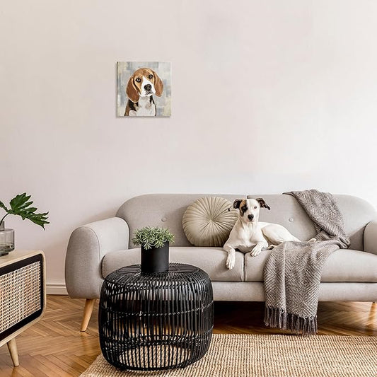 Stupell Industries Dog Beagle Patiently Waiting Abstract Backdrop Pet Collage, Design by Keri Rodgers