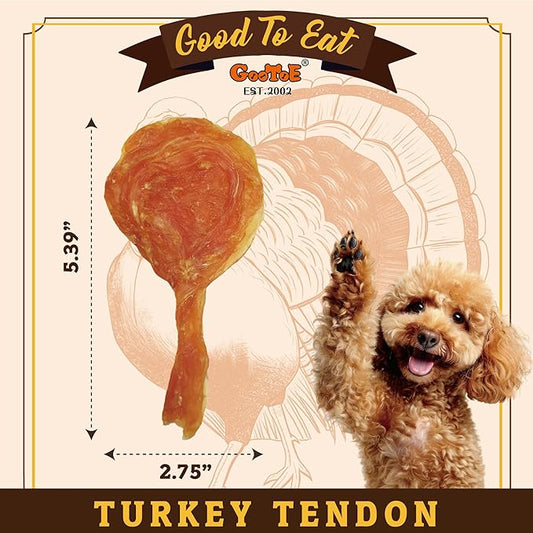 Gootoe Turkey Tendon Dog Treats, Lollipop (S) 6 Pieces per Pack, 100% USA Sourced Turkey, Natural Snack, Premium Puppy Chews, Hypoallergenic, Reseal Value Bags, Size for Small Dogs