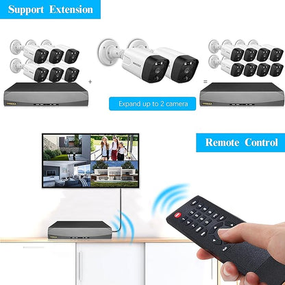OOSSXX (4K/8.0 Megapixel & 130° Ultra Wide-Angle) 2-Way Audio PoE Outdoor Home Security Camera System Wired Outdoor Video Surveillance IP Cameras System