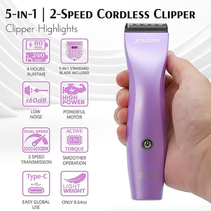 Hornet Purple 5-in-1 Cordless Stylish Dog Clippers for Powerful Grooming